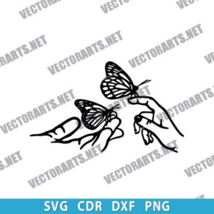 Decorative Hand with Butterflies DXF File