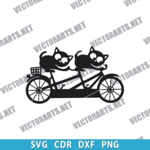 Cats with Bike DXF Files Image