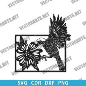 Bird with Flower DXF File