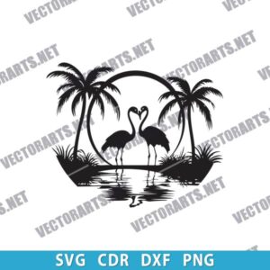 Sunset Flamingos DXF File