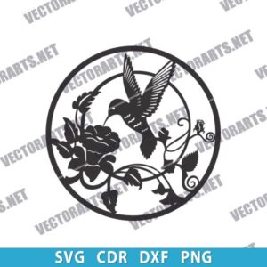 Hummingbird Floral DXF File