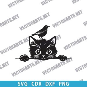 Cat with Bird DXF Files