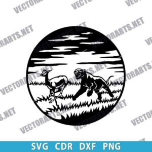 Lioness Hunting DXF File Image